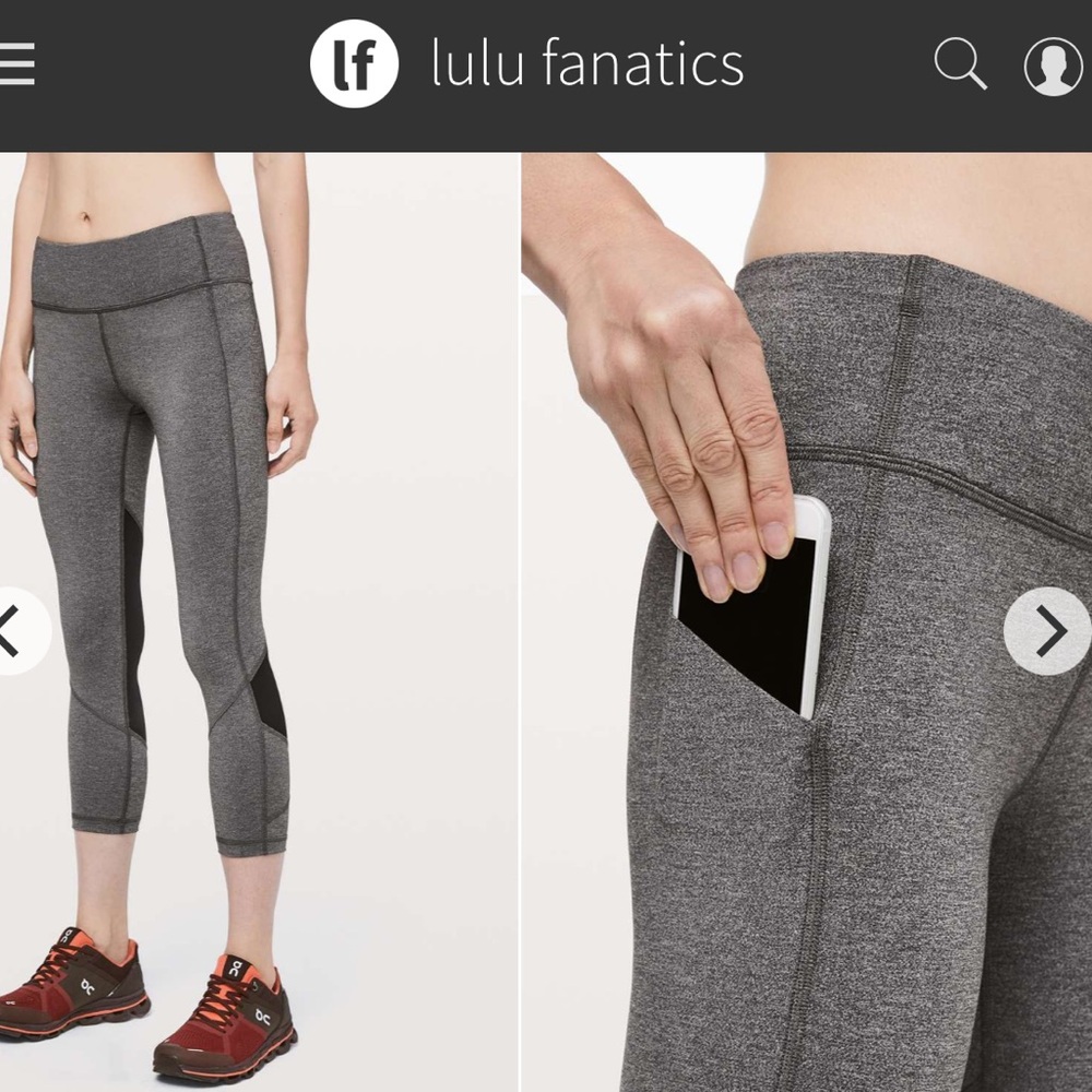 Lululemon Pace Rival Crop 22" Leggings w Pockets Sz 6 Heathered Black Grey 6022